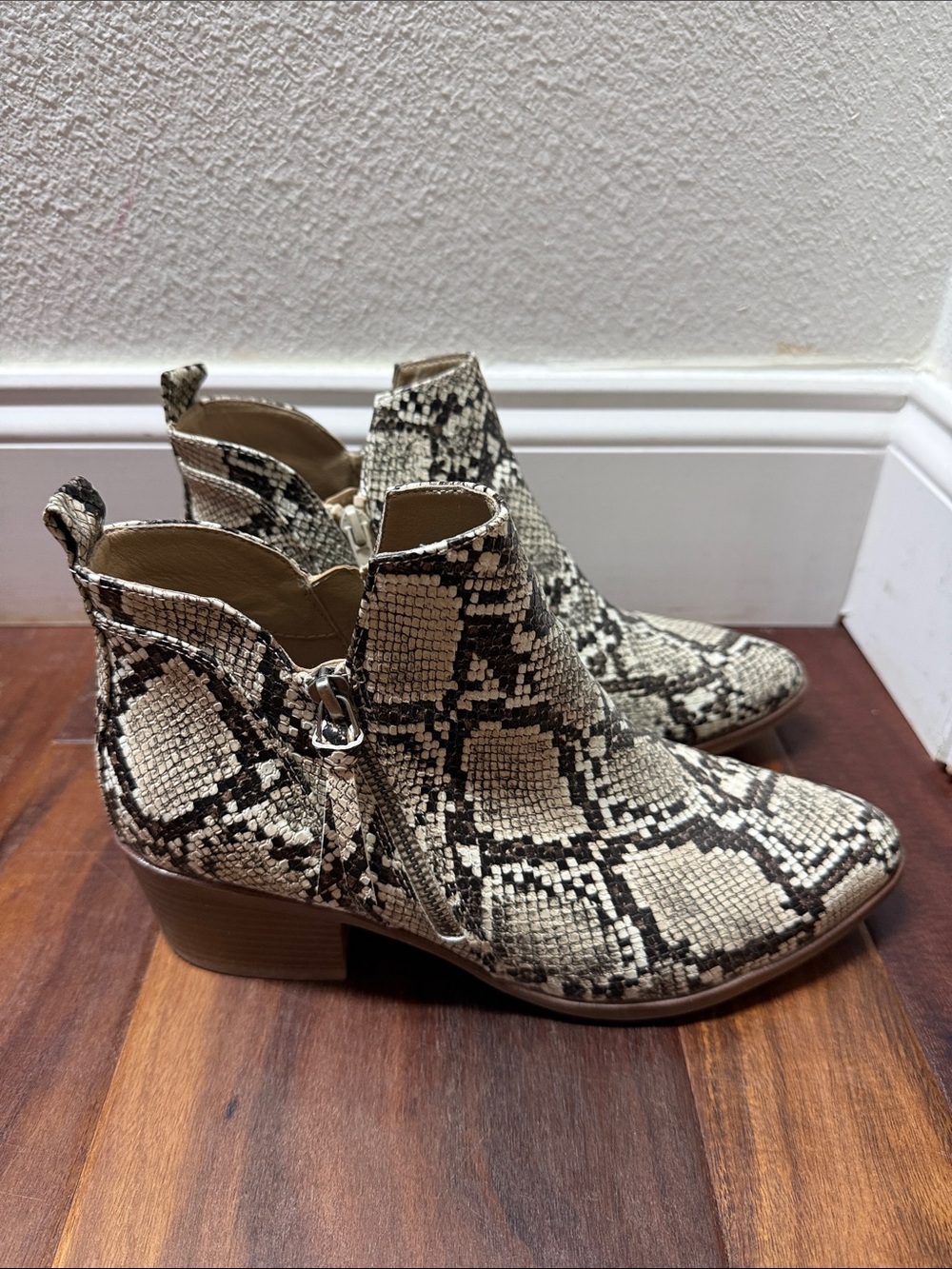 MIA Snake-Print Ankle Boots - Neutral